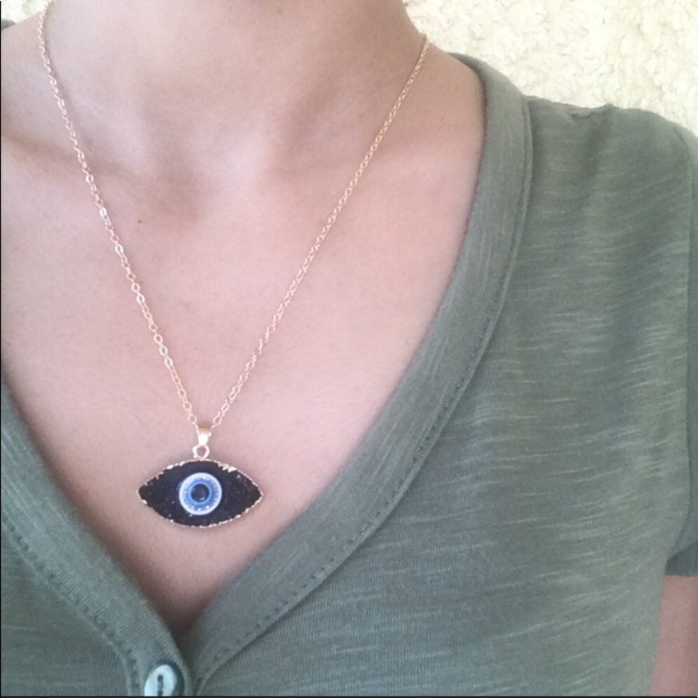 Evil Eye Druzy Necklace - Picture 2 of 8